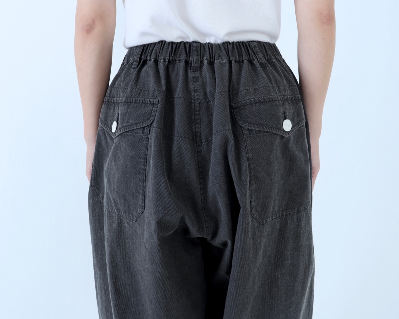 日本奶奶家 球磨染細條紋阿拉丁寬褲