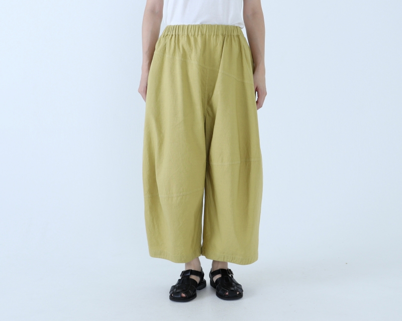 日本奶奶家 祕魯綿麻不規則車線寬褲 8色