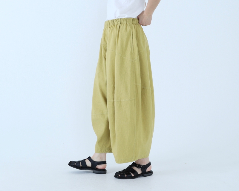 日本奶奶家 祕魯綿麻不規則車線寬褲 8色