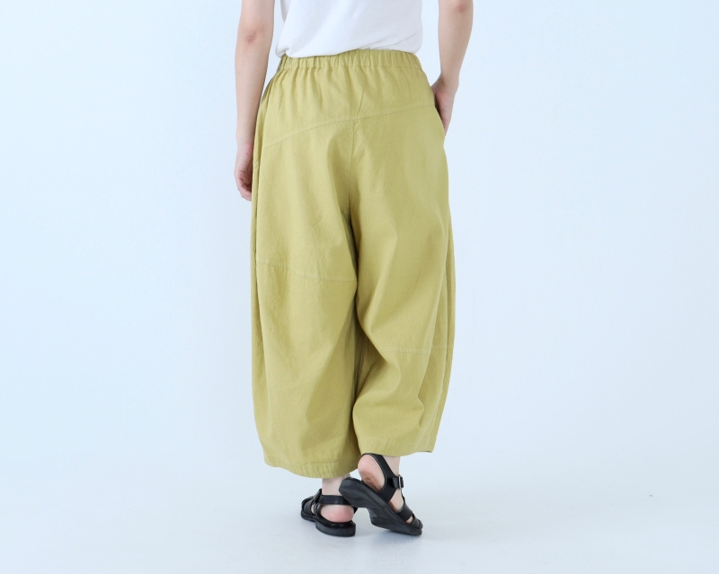 日本奶奶家 祕魯綿麻不規則車線寬褲 8色