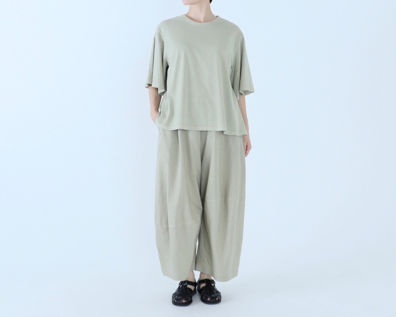 日本奶奶家 祕魯綿麻不規則車線寬褲 8色