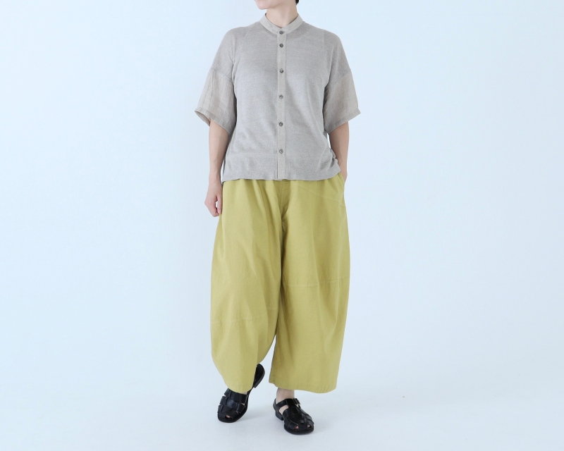 日本奶奶家 祕魯綿麻不規則車線寬褲 8色