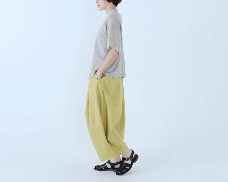 日本奶奶家 祕魯綿麻不規則車線寬褲 8色