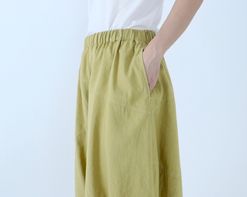 日本奶奶家 祕魯綿麻不規則車線寬褲 8色