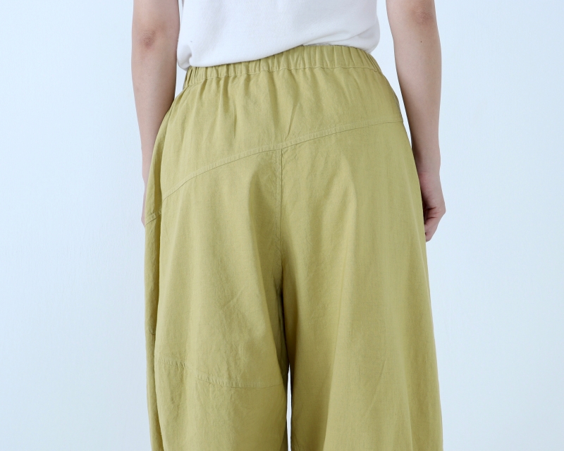 日本奶奶家 祕魯綿麻不規則車線寬褲 8色