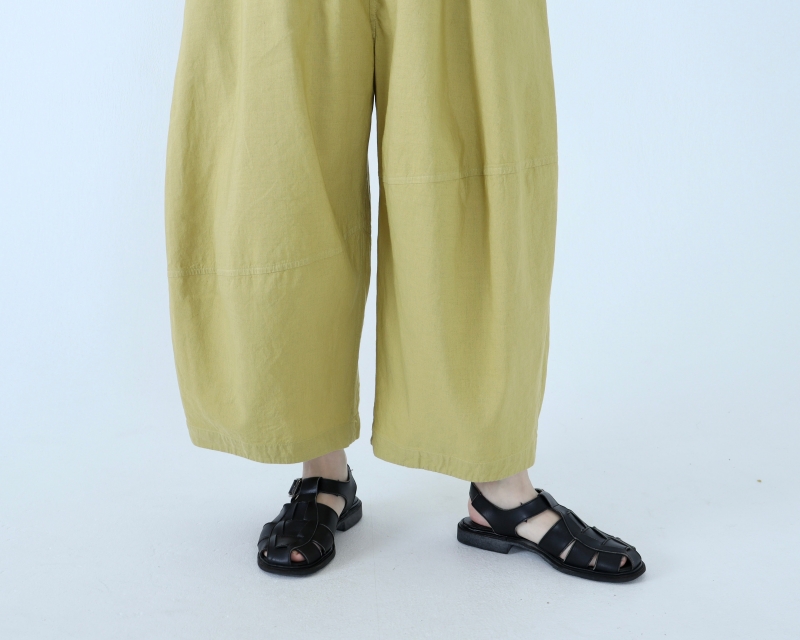 日本奶奶家 祕魯綿麻不規則車線寬褲 8色