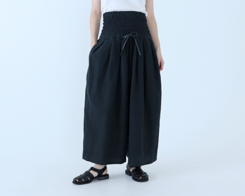 日本奶奶家 26SS 愛爾蘭麻高腰縮摺寬褲 5色