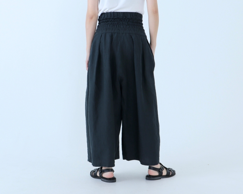 日本奶奶家 26SS 愛爾蘭麻高腰縮摺寬褲 5色