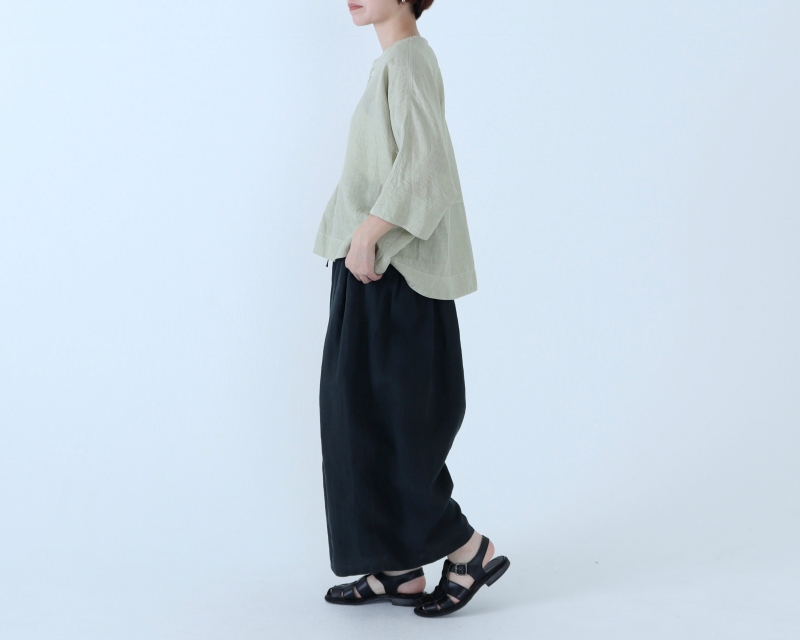 日本奶奶家 26SS 愛爾蘭麻高腰縮摺寬褲 5色