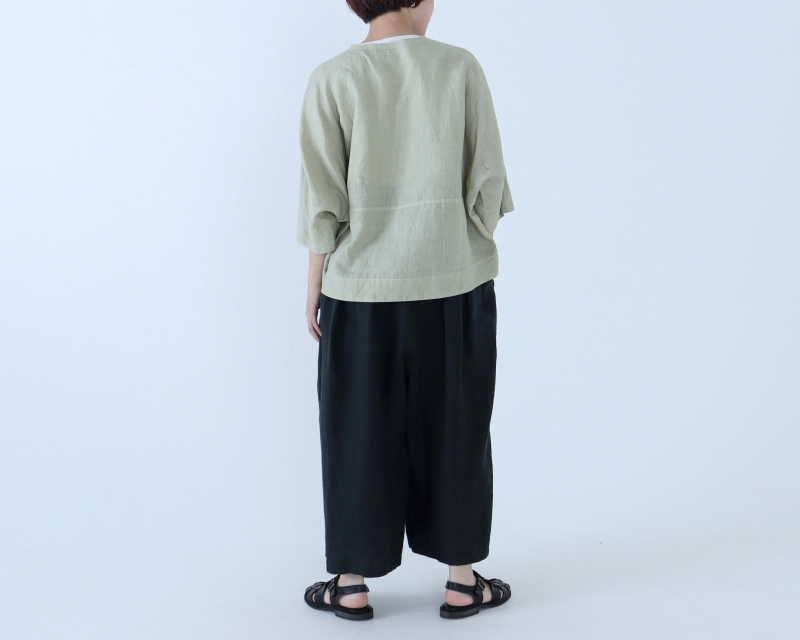 日本奶奶家 26SS 愛爾蘭麻高腰縮摺寬褲 5色