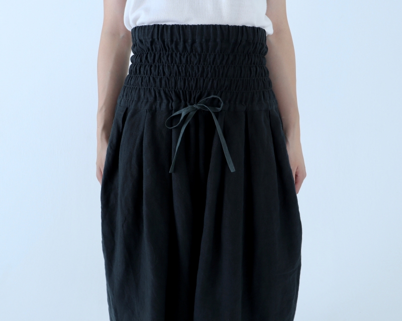 日本奶奶家 26SS 愛爾蘭麻高腰縮摺寬褲 5色