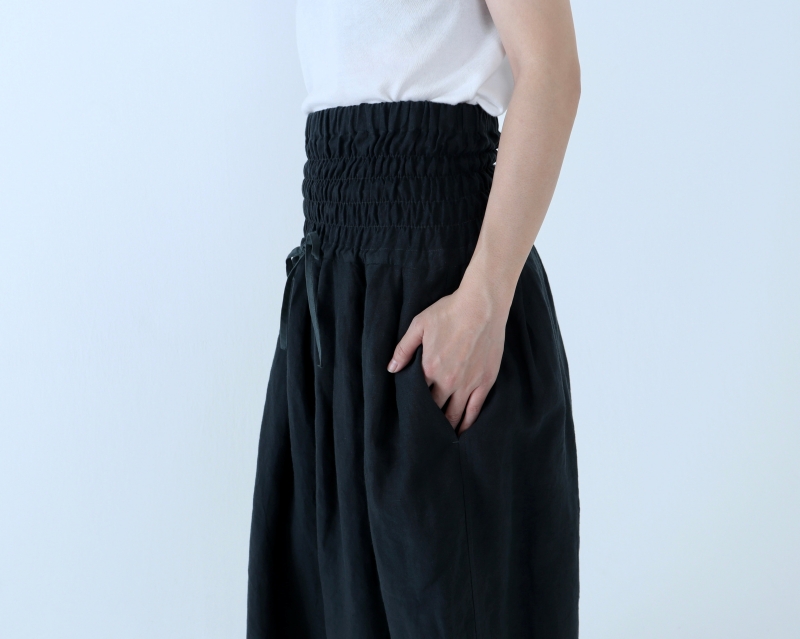 日本奶奶家 26SS 愛爾蘭麻高腰縮摺寬褲 5色