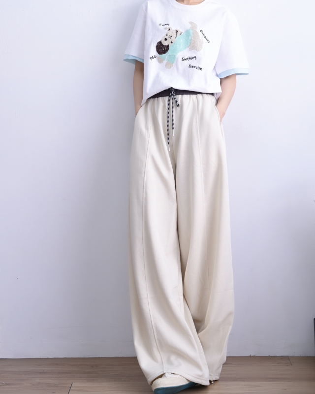 韓 綁帶休閒落地褲 4色 size