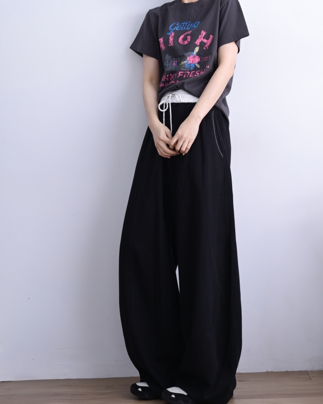 韓 綁帶休閒落地褲 4色 size