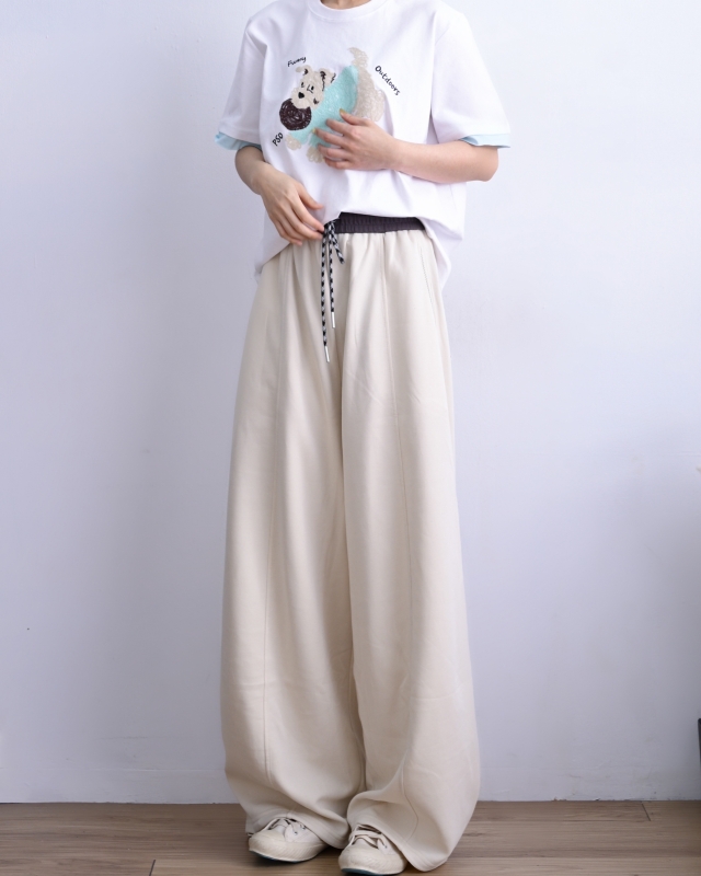 韓 綁帶休閒落地褲 4色 size