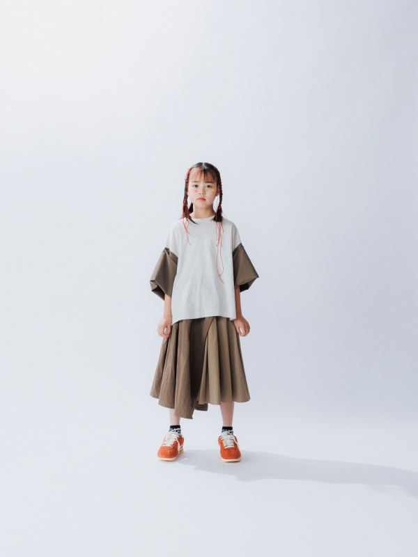 日本伊努伊努 拼接感澎澎塔克裙 3色 大人款