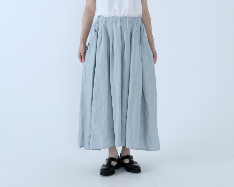 日本奶奶家 愛爾蘭麻洗皺貝殼口袋長裙 8色
