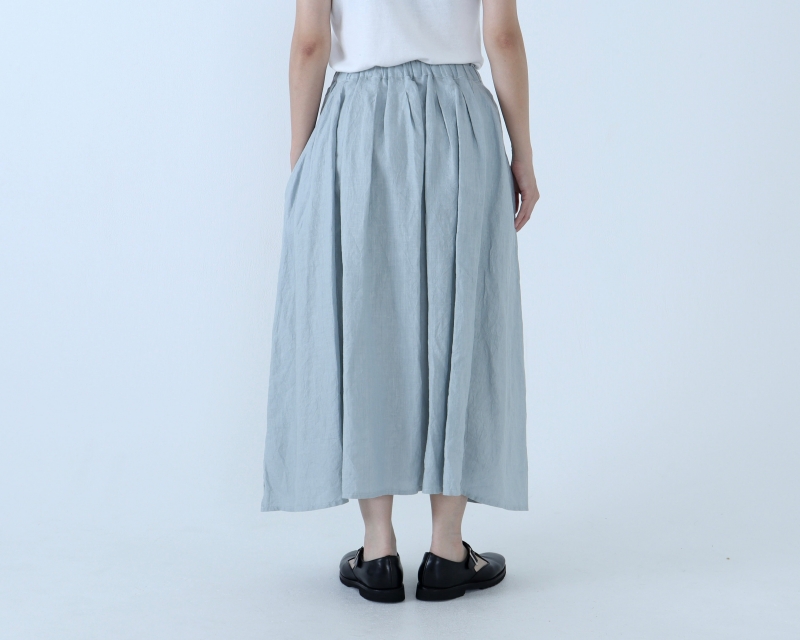 日本奶奶家 愛爾蘭麻洗皺貝殼口袋長裙 8色