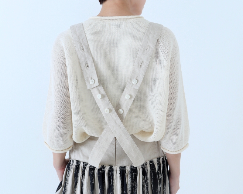 日本奶奶家 手繪條紋祕魯棉麻吊帶裙