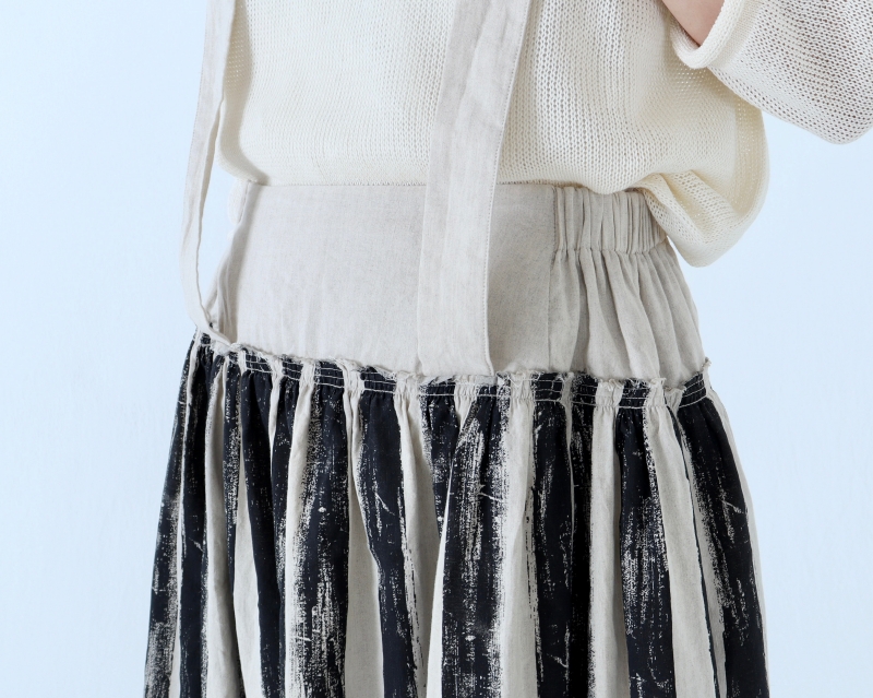 日本奶奶家 手繪條紋祕魯棉麻吊帶裙