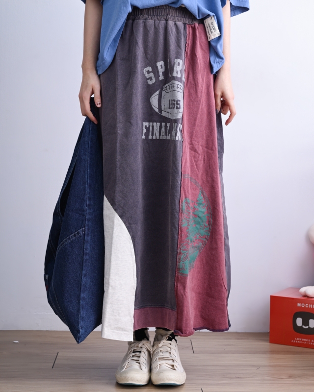 日本品牌 古著敢拼接長裙