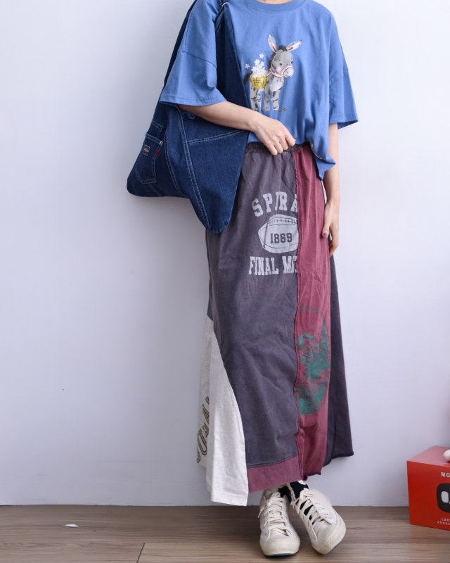 日本品牌 古著敢拼接長裙