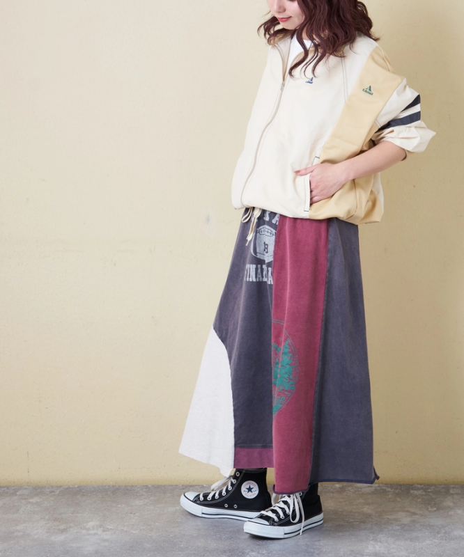 日本品牌 古著敢拼接長裙