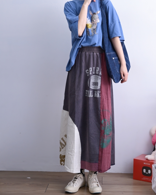 日本品牌 古著敢拼接長裙