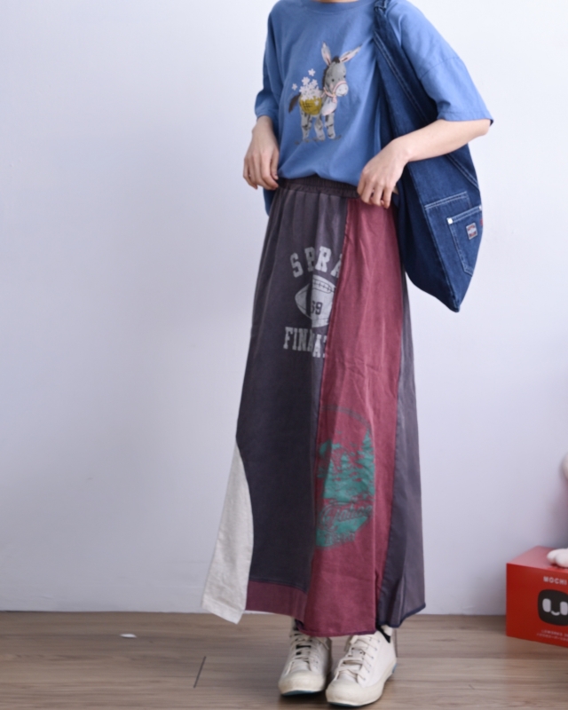 日本品牌 古著敢拼接長裙