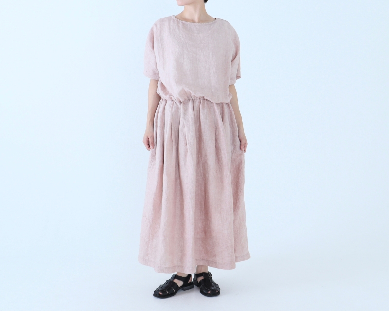 日本奶奶家 愛爾蘭麻洗皺縮腰長洋 7色