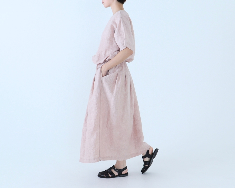 日本奶奶家 愛爾蘭麻洗皺縮腰長洋 7色