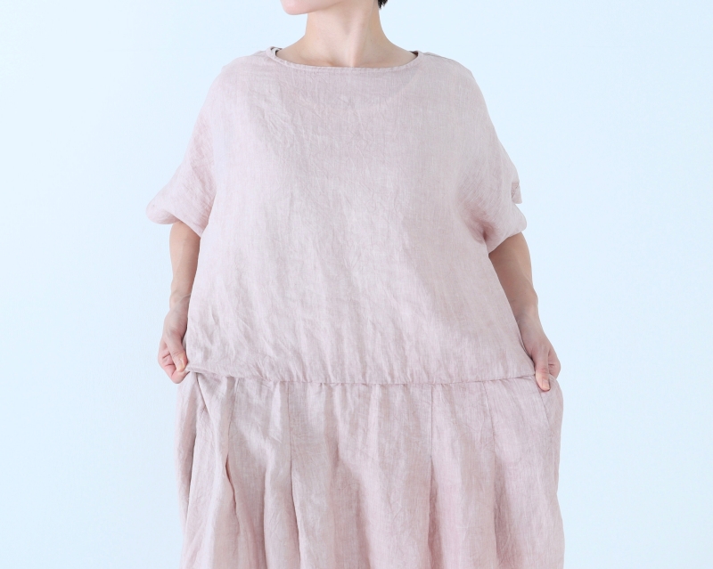 日本奶奶家 愛爾蘭麻洗皺縮腰長洋 7色