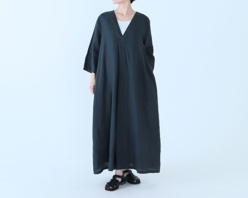 日本奶奶家 法國麻V領長洋 7色