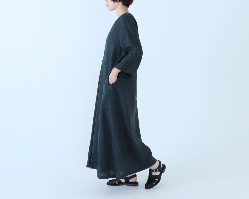 日本奶奶家 法國麻V領長洋 7色