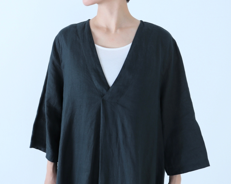 日本奶奶家 法國麻V領長洋 7色