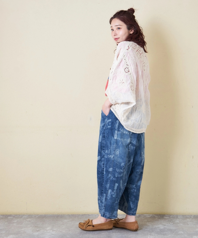 日本品牌 棉蕾絲V領開衫