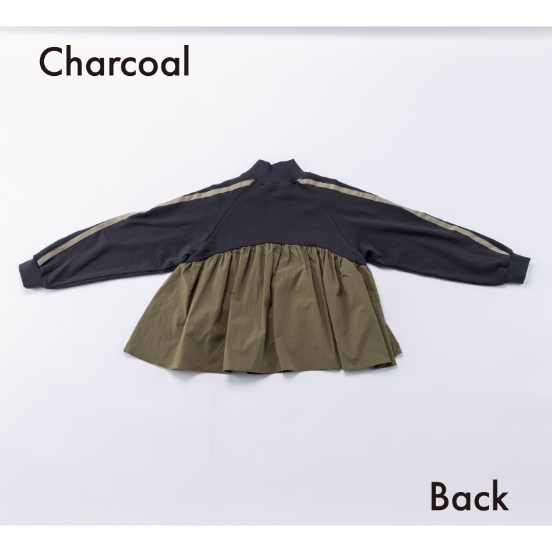 日本伊努伊努 抓褶半拉鍊拼接上衣 大人款 3色