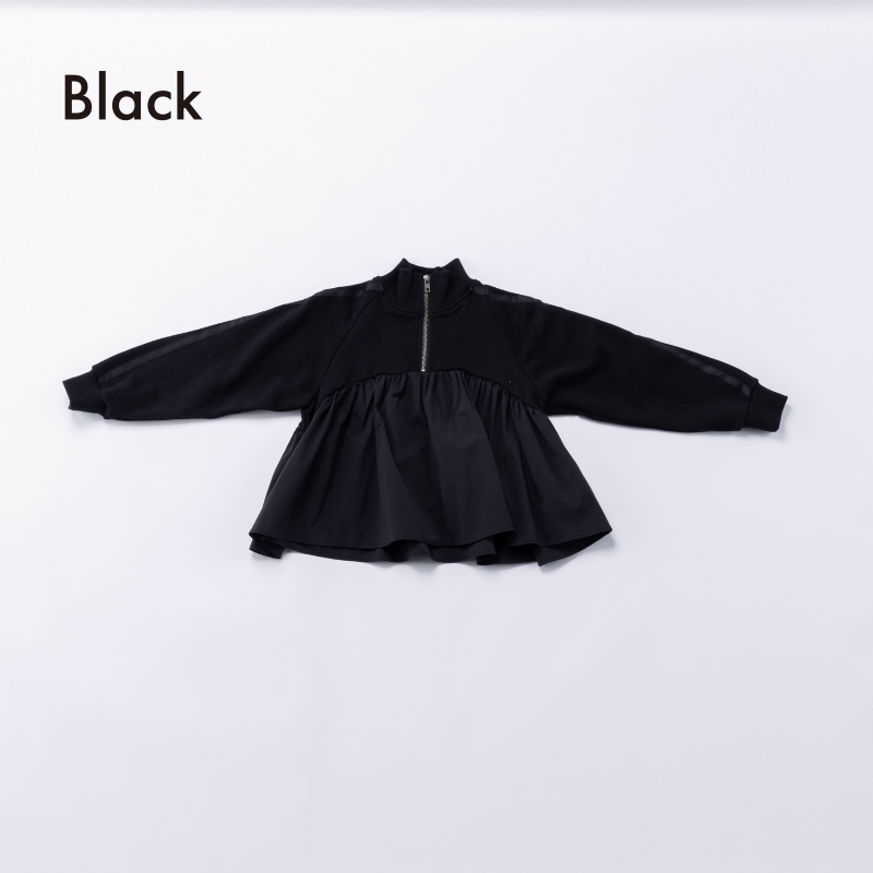 日本伊努伊努 抓褶半拉鍊拼接上衣 大人款 3色