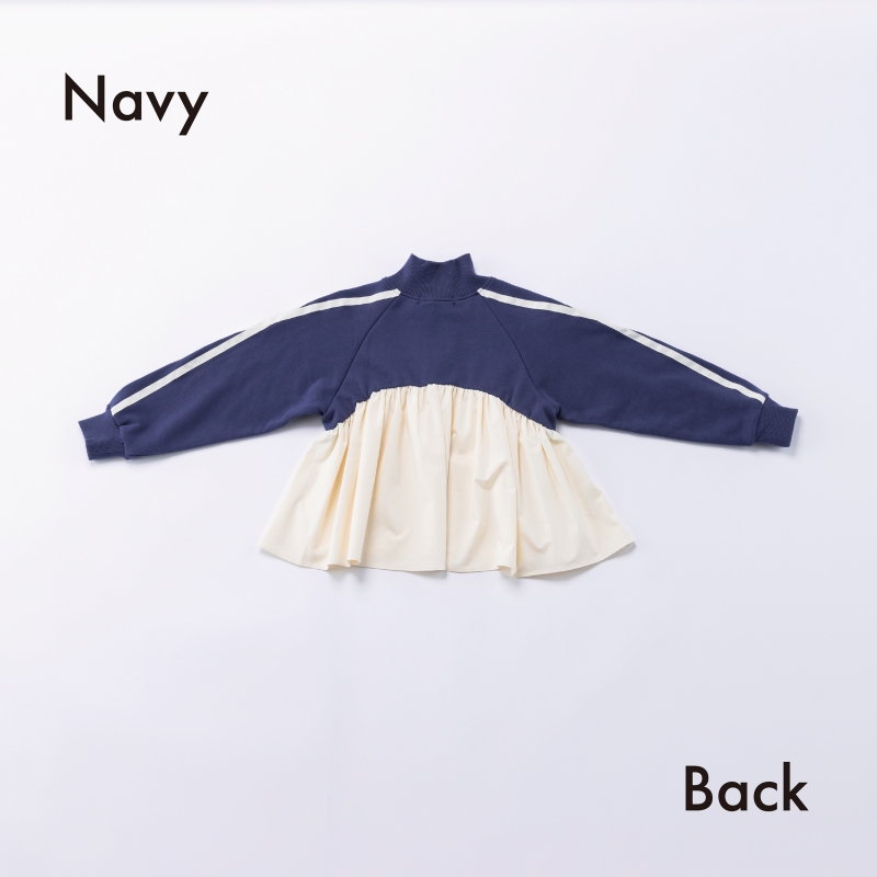 日本伊努伊努 抓褶半拉鍊拼接上衣 大人款 3色