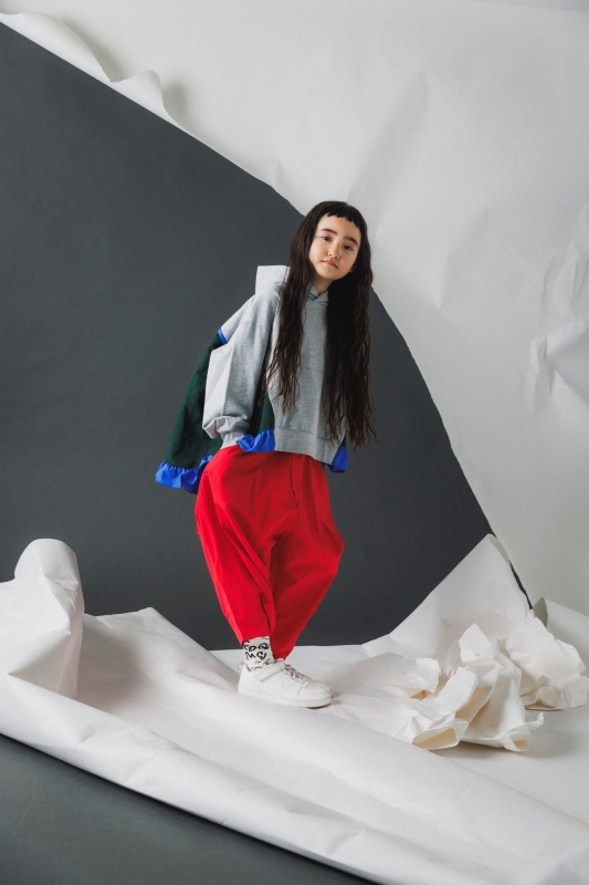 日本伊努伊努 荷葉配色連帽上衣 大人款 3色