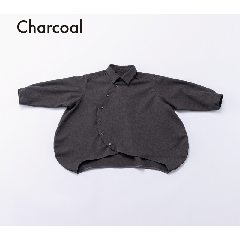 日本伊努伊努 圓弧寬身斜扣襯衫 大人款 3色