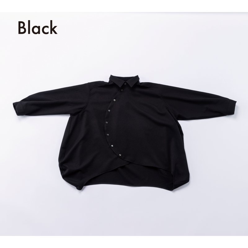 日本伊努伊努 圓弧寬身斜扣襯衫 大人款 3色