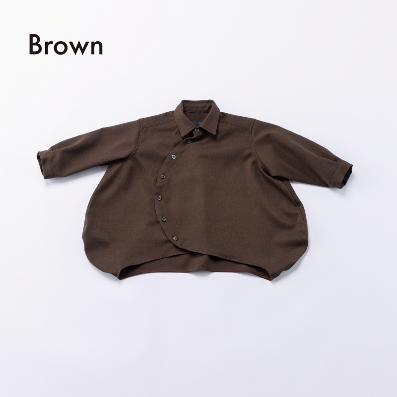 日本伊努伊努 圓弧寬身斜扣襯衫 大人款 3色