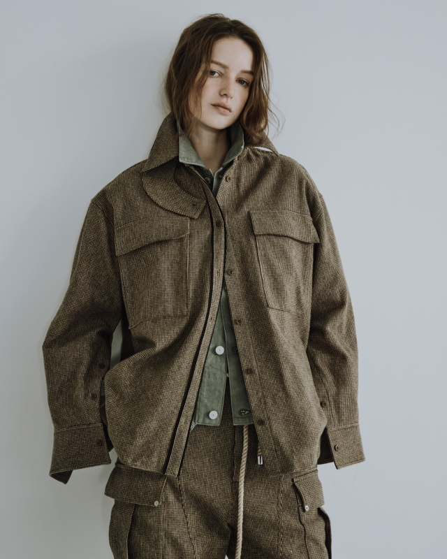 日本ENSW THROAT LATCH TWEEDY SHIRT JACKET 2色