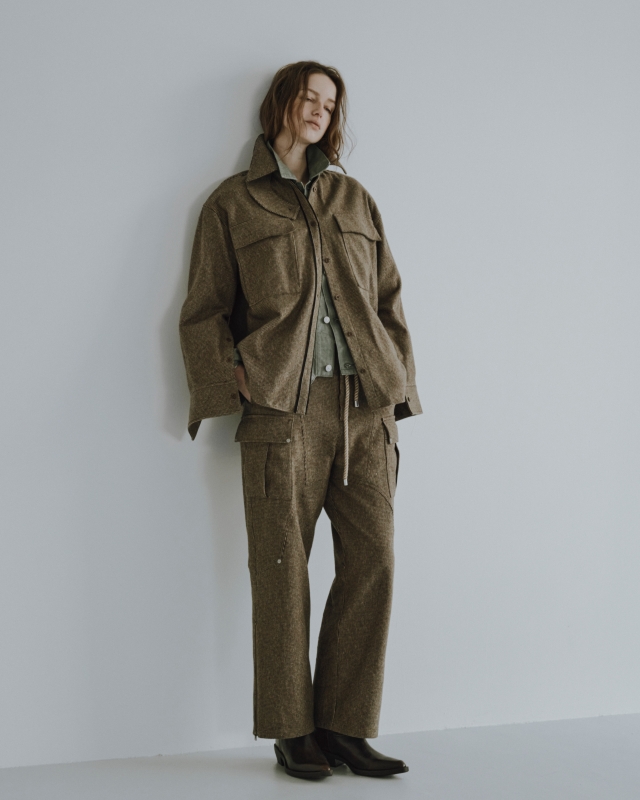 日本ENSW THROAT LATCH TWEEDY SHIRT JACKET 2色