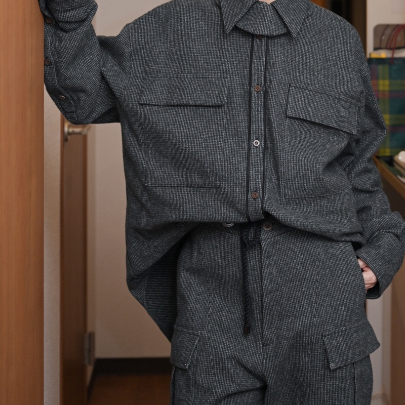 日本ENSW THROAT LATCH TWEEDY SHIRT JACKET 2色