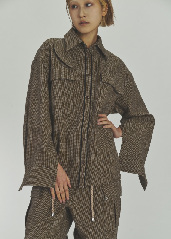 日本ENSW THROAT LATCH TWEEDY SHIRT JACKET 2色