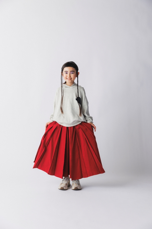 日本伊努伊努 立體摺線寬版褲裙 大人款 3色