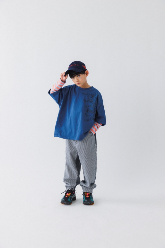 日本伊努伊努 異素材拼接束口褲 大人款 2色