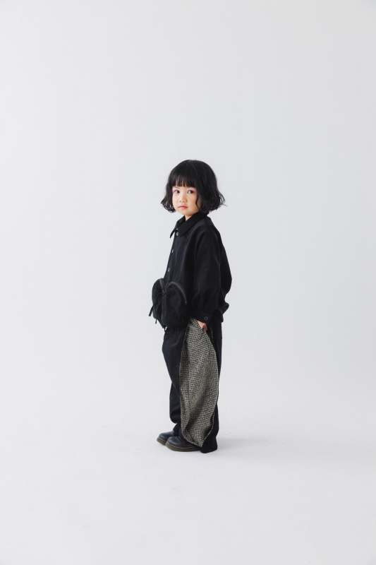 日本伊努伊努 拚格紋圓弧燈心絨寬褲 大人款 3色